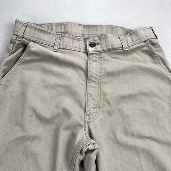 Levis Skosh Pants Mens 33 Tan Chino Khaki Straight Leg White Tab Made in USA 80s - Picture 5 of 14